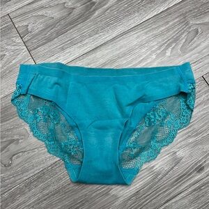 Teal Lace Trim Bikini Panties